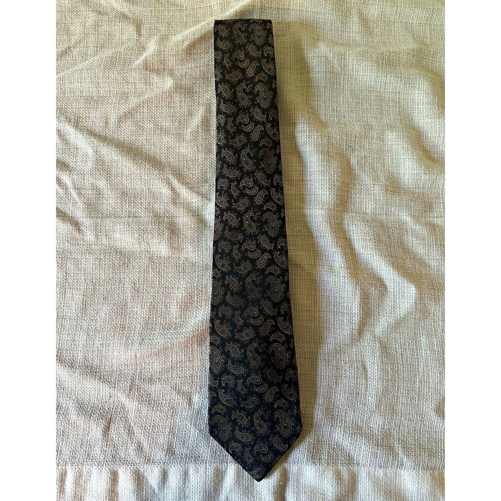 Vintage Don Loper Beverly Hills Paisley Necktie Black Brown Men’s Tie 80s 90s